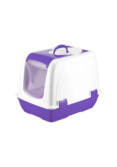 Mikopet Küçük Kapalı Kedi Tuvaleti Mor