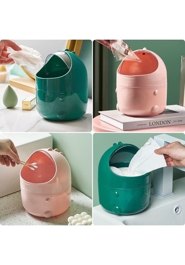 Fastbuy Mini Çöp Kutusu, Küçük Kapaklı Masaüstü Çöp Kutusu, Yeşil, Ofis İçin Masa Üstü Çöp Kutusu