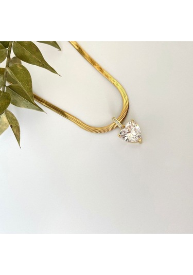 Kalp Uçlu İtalyan Zincir Çelik Kolye