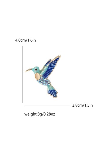 Ganzhoushop Unisex Rhinestone Pimleri Multı Multı Kuş Kadınlar İçin Hummingbird Hayvan Emaye Broşlar Mavi4270 İq Çok Renkli