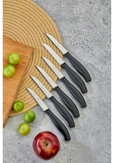 Cooker 12 Li Lüx Paslanmaz Çelik Sebze Ve Meyve Bıçağı Siyah