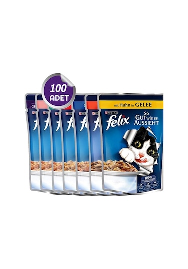 Purina Felix Karışık Çeşitli Yetişkin Kedi Yaş Maması 100 x 100 G