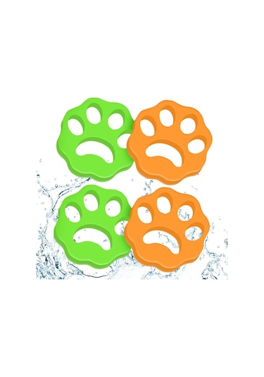 Springsun 4'lü Yıkayıcı Kedi Köpek Tüy Toplayıcı - Yeniden Kullanılabilir Çamaşır Makinesi Tüy Tutucu Turuncu - Yeşil