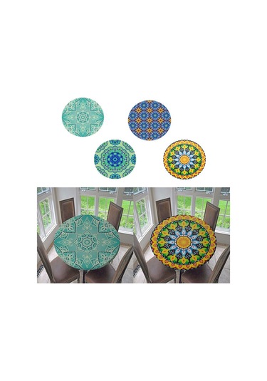 Suntek Magideal Su Geçirmez Kaymaz Yuvarlak Masa Örtüsü Elastik Stil-1