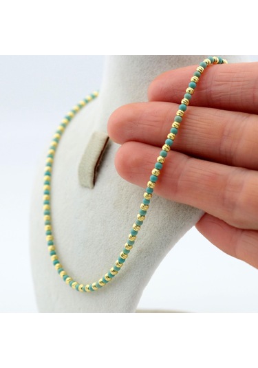 Pigado 925 Ayar Gümüş Dorika Ve Firuze Doğaltaş Kolye Gümüş