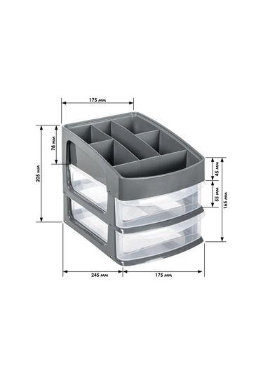 Besthome 2 Çekmeceli Kırtasiye Depolama Organizatörü 173441023 Gri