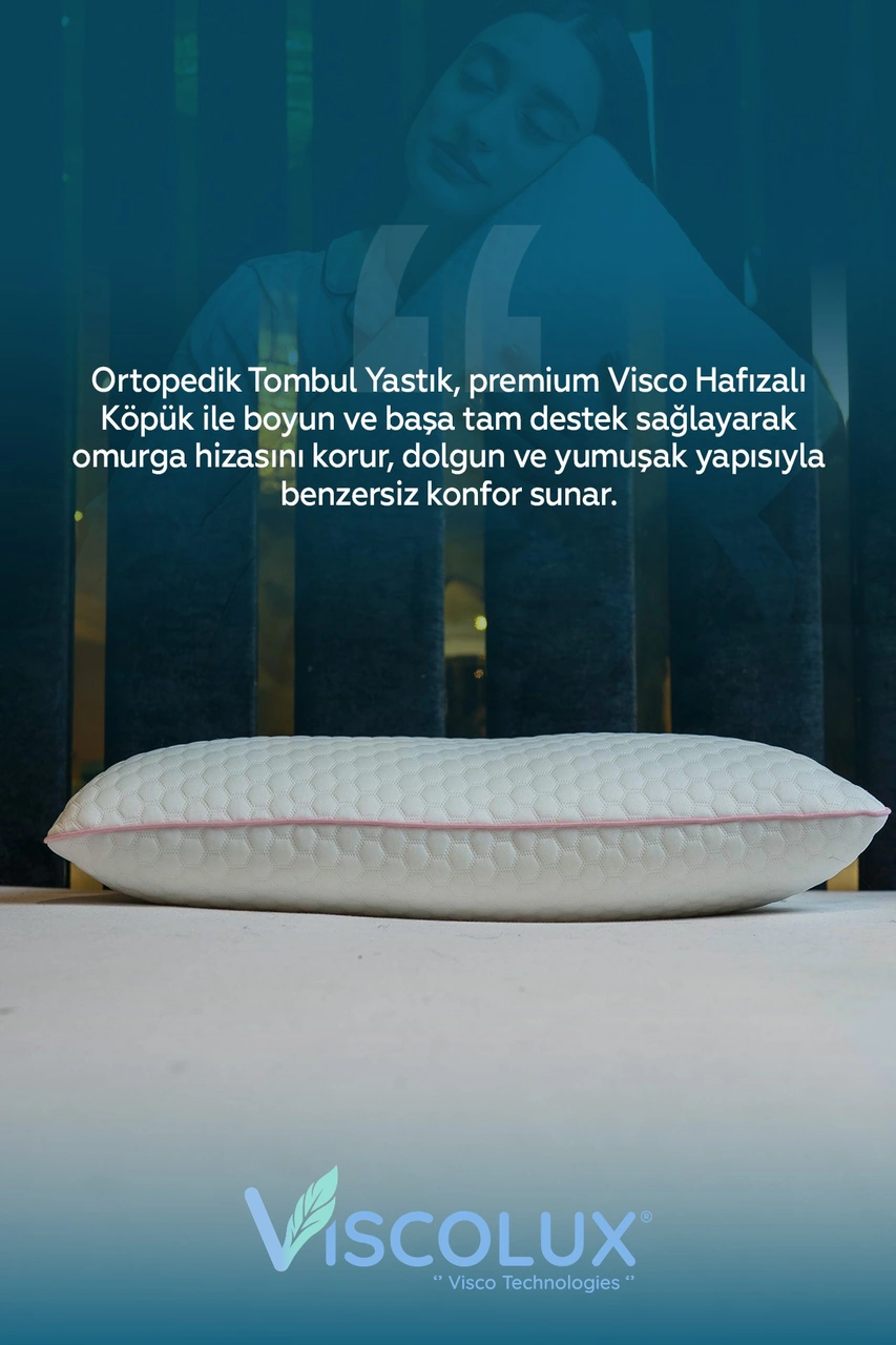 Anadolu Tombul Ortopedik Yastık - Baş Ağrısı Önleyici Klasik Visco Yastık 60x40x15 Pembe