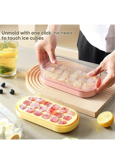 Kosona Portatif Basma Silikon Buzluk: 18 Bölmeli Kapaklı, Hijyenik Buz Çıkartma, Pratik Doldurma, Mutfak Aleti Mor Çok Renkli
