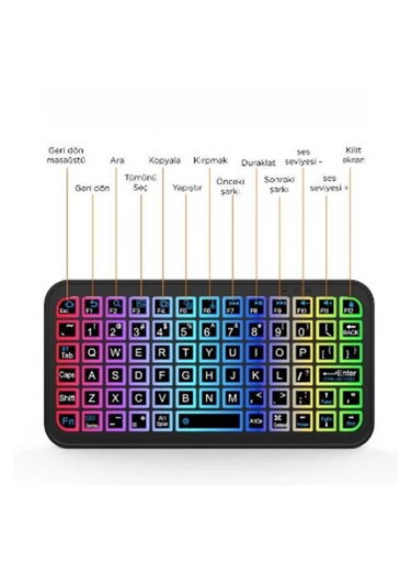 Vothoon M7 SmartTv Işıklı Bluetooth Kablosuz Mini Q Klavye