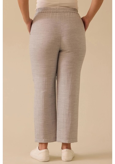 Galaxi Kadın Büyük Beden Cepli Bilek Boy Pantolon 4010 Gri Gri