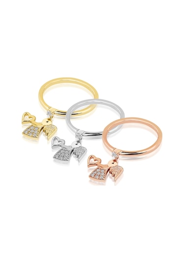 Kuyumcudukkani Elişi Melek Sallantılı Yüzük-10222-w-w Beyaz