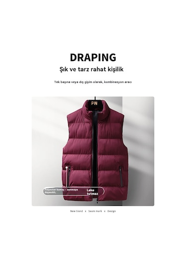 Büyük Beden Rahat Düz Renk Sıcak Erkek Yeleği Siyah