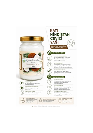 Çareburada Katı Hindistan Cevizi Yağı 100 Ml. - Soğuk Sıkım Diğer