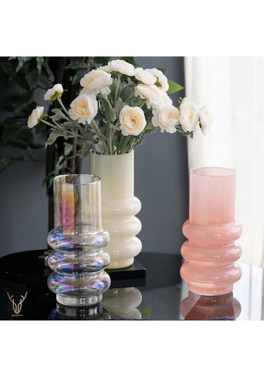 Orbına Şeffaf Boğumlu Cam Vazo - 26 Cm Şeffaf