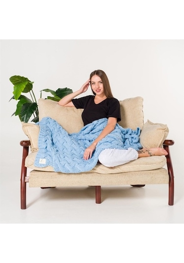 Serenita Saç Örgü Triko Tv Battaniyesi Throw Koltuk Şalı (538861611)-110X160