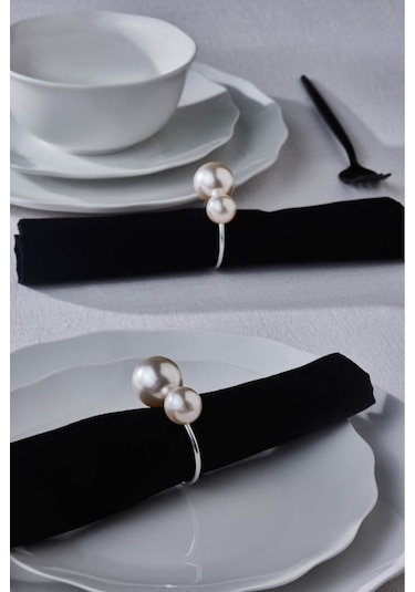 Karaca Pearl 2'li Peçete Yüzüğü Silver