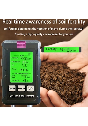 Honeybeeshop 6'sı 1 Arada Toprak Analiz Metre Verimlilik Sıcaklık Işık Ph Nem Hava Nem Testi Kolay Kullanım Bahçe Aracı