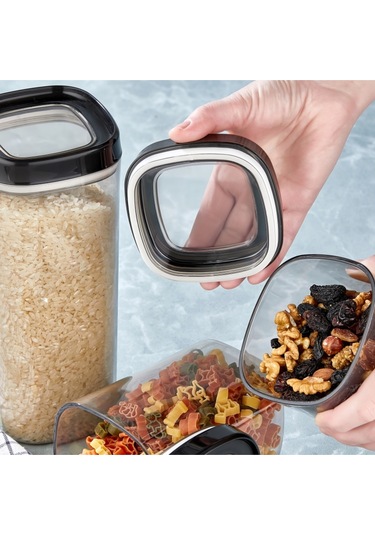 Ceronni Bonny Erzak Saklama Kabı 3lü Set 1,8lt - 1lt - 600ml Siyah Siyah