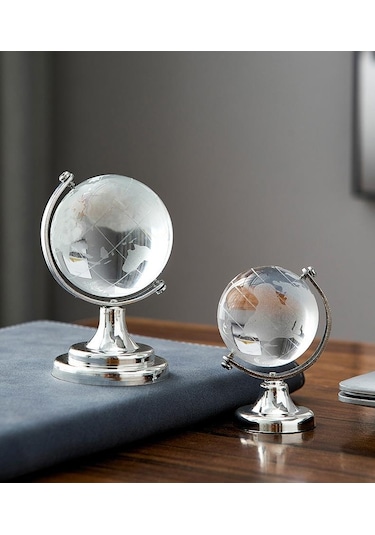 Dekoratif Cam Dünya Küresi Masa Ofis Dekoru 8x12 Cm