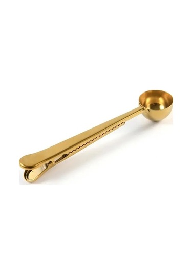 Pazly Altın Kahve Kaşığı Seti - Şık Pratik Aksesuar - Paslanmaz Çelik Stand Altın