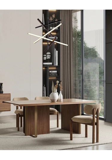Efsun Yemek Odası Takımı Yemek Masası + 4 Adet Sandalye Kahverengi