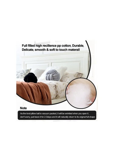 Reedark Yumuşak Düğüm Yastık Topu - Dekoratif Ve Rahat Çocuk Oyun Yastığı 20cm Siyah Siyah