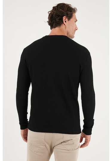 Buratti Pamuklu Bisiklet Yaka Slim Fit Basic Erkek Sweat 5905073 Siyah