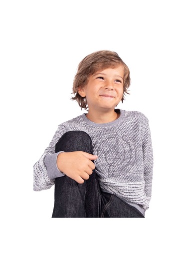 Ozmoz Logo Nakışlı Özel Örgü Organik Sweatshirt 001 Gri