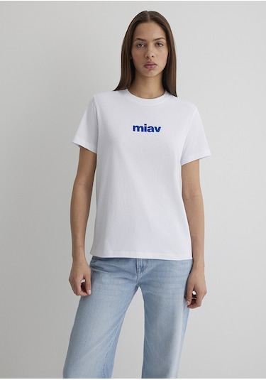 Mavi - Miav Baskılı Beyaz Tişört 1610622-620 Beyaz