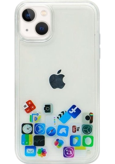Teknomoda iPhone 15 Kılıf Düz Simsiz Sulu Apple Uyumlu iOS İkon Silikon Facebook