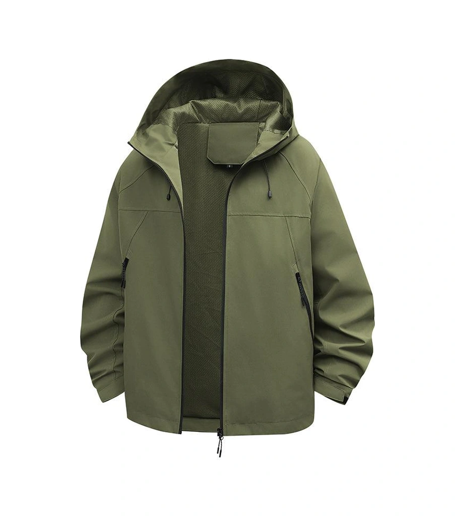 Yeni Moda Rahat Düz Renk Erkek Kapüşonlu Ceket Siyah