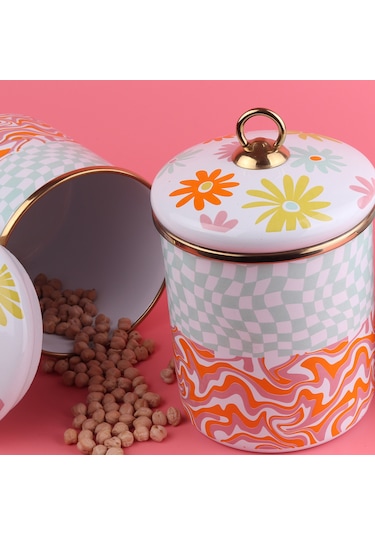 Emaylab Retro Hippi 3 lü Emaye Baharatlık Takımı Çok Renkli