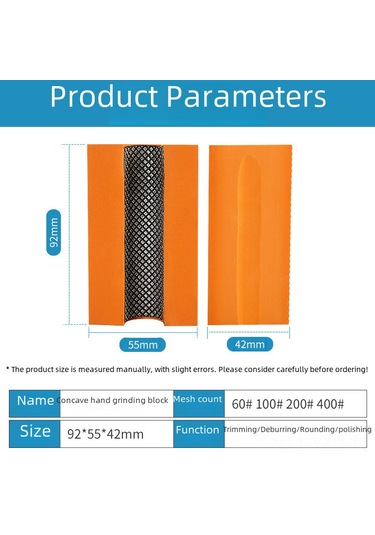 Yuntech01 Keramik, Granit, Mermer Taşların Köşe Yuvarlama, Parlatma Ve Yumuşatma İçin Ergonomik Çukurlu Elden Taşlama Aleti 100