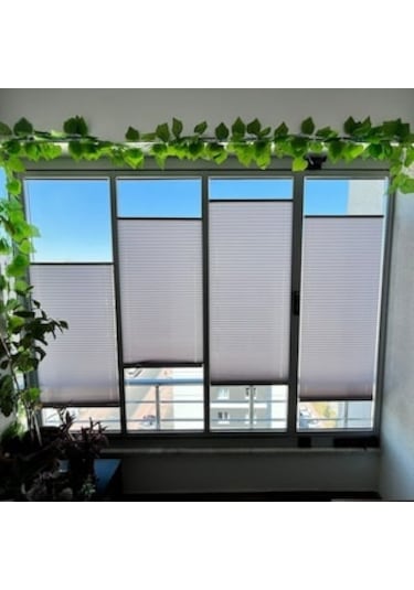 Açık Gri 09-14 Plise Perde - Katlanır Cam Balkon Perdesi Açıkgri