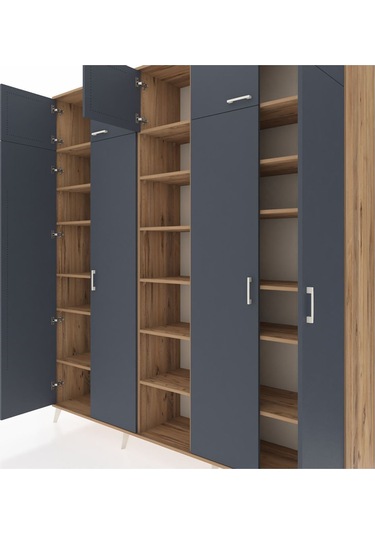 Hyperion Dolap 18 Raflı 9 Kapaklı 220x44x243 Çam-antrasit/çam Antrasıt/atlas Çam