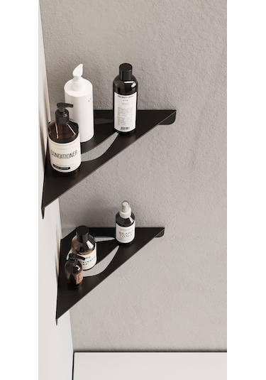 Zift Unique Paslanmaz Çelik Mat Siyah Banyo Köşeliği - Yapıştırılabilir Mat - Siyah