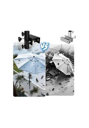 Chuangyinshop Siyah Ağır Hizmet Açık Hava Şemsiye Kelepçesi - Aletsiz Kurulum, Ayarlanabilir Yükseklik Siyah