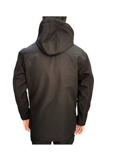 Softshel Fermuarlı Erkek Mont Slim Fit Siyah