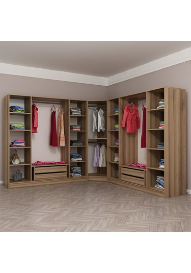 Minar Kale 9 Kapaklı 4 Ç Köşe Dolap Dore Antrasit 210cm Çok Renkli