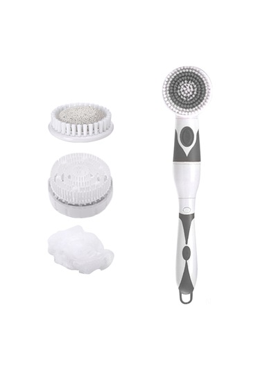 Ranyeek Elektrikli Duş Fırçası - Uzun Kollü 2 Hızlı 360 Döner Ipx6 Su Geçirmez Vücut Masaj Ve Temizleme Aleti Gri Çok Renkli