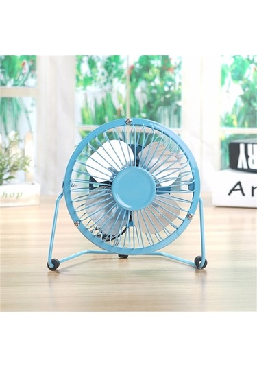 Fortunelane Usb Tahta Fanı, 4 Metal Bıçaklı, Ultra Sessiz, 360 Ayar, Kişisel Soğutma, Bilgisayar Soğutucu, Mavi