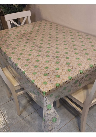 Ithal Pvc Muşamba - Desenli Silinebilir Masa Örtüsü 07iz07 Yeşil