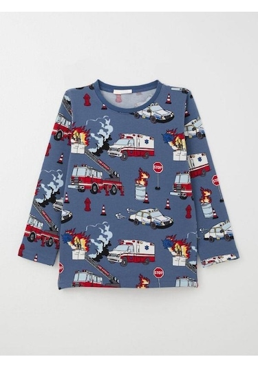 Breeze Erkek Çocuk Araba Baskılı Pijama Takım-15361 İndigo