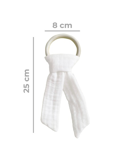Pamuk Muslin Bebek Diş Kaşıyıcı Yıkanabilir Ahşap Beyaz
