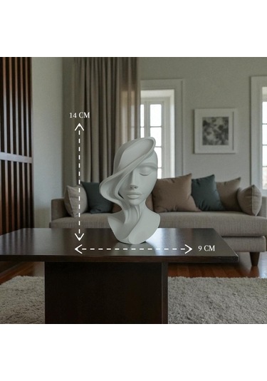 Modern Sanatsal Kadın Büst Biblo Dekoratif Heykel 14x9 Cm