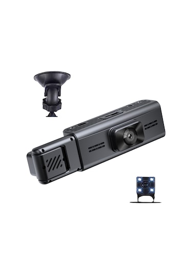 Yaozixa 3.16 İnç Ekranlı Araç Sürücü Kaydedici - Üç Kameralı Ön/arka/iç 1080p Full Hd Gece Görüşü Ve Telefon İle İzleme