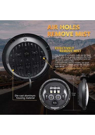 Ebitda 7 Drl - Dönüş Düşük Sinyali Araba Motosiklet Led Far Siyah 1 Adet, Araba Ve Motosiklet İçin Siyah