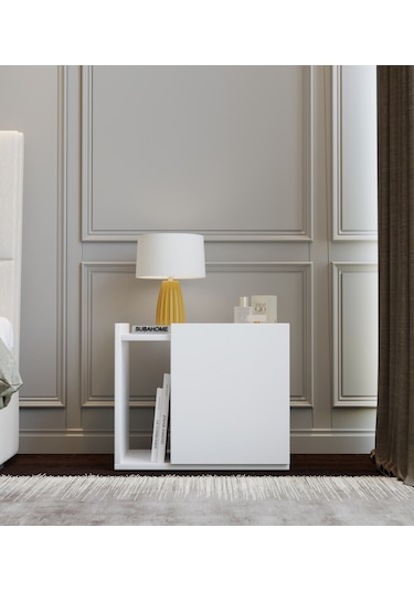 50 Cm Mdf Modern Beyaz Komodin Çok Amaçlı Dolap Yan Sehpa