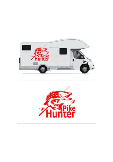 30 X 30 cm - Pike Hunter Oto Sticker. Balık Avı Oto Sticker