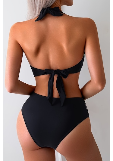 Angelsin Yandan Büzgülü Şık Bikini Altı Siyah
